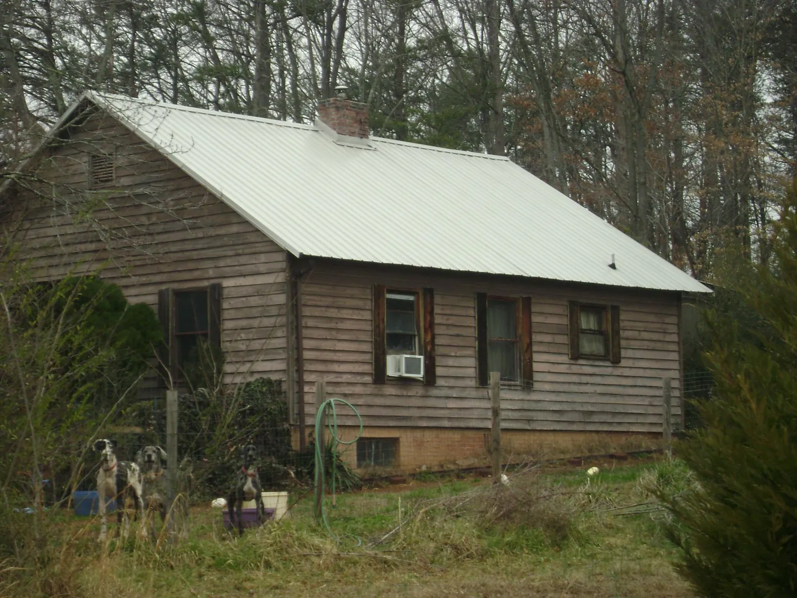 White metal roof on an old wood sided farmhouse, from a Metal Roof Installation job in Orange Lake